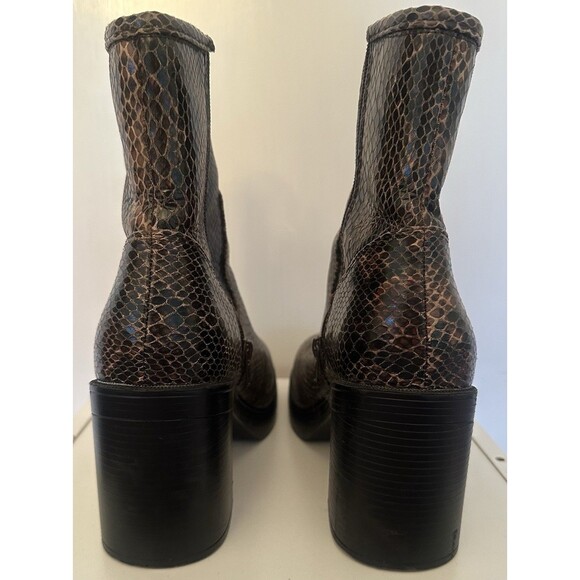 Women’s Snake Print Ankle Boots US 8 Block Heel Zip Retro 90s Y2K Faux Leather - Picture 5 of 7